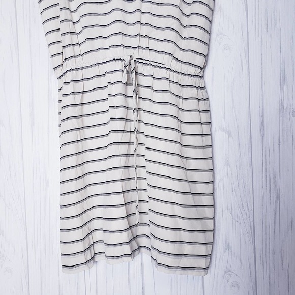 Joie Size M Silk Dress Chariot Navy Stripe Popover Drawstring Scoop Neck Lined - Picture 5 of 10